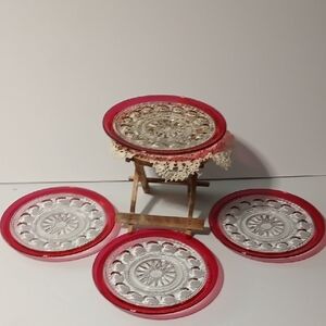 Indiana Glass Red and Clear Flatware Set